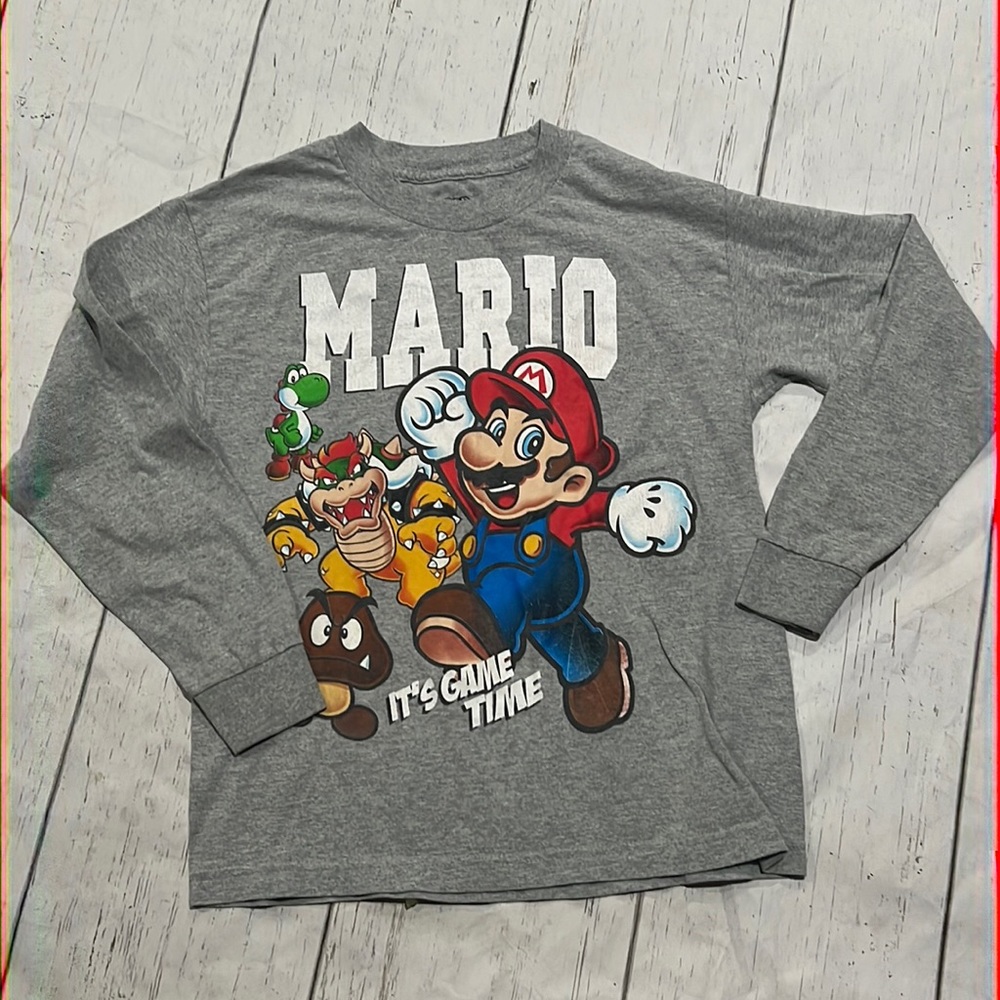 Super Mario boys gray long sleeve T-shirt